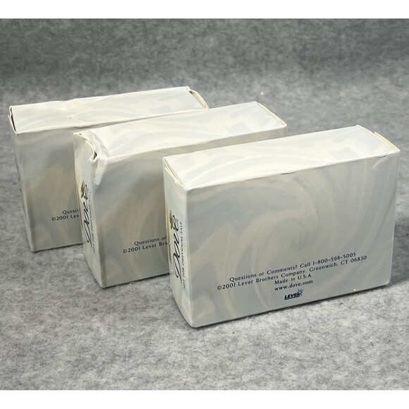 Vintage 2001 Dove LEVER White 4.75 Oz. 1/4 Moisturizing Soap Beauty Bars 3 Pack - Picture 7 of 11
